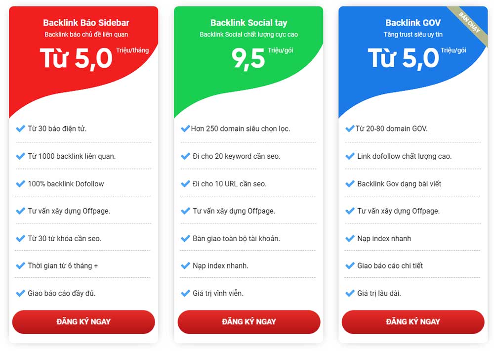 Bảng giá dịch vụ backlink top