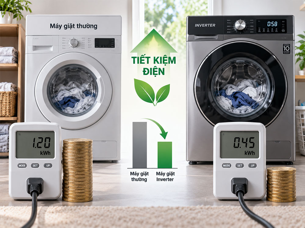 Máy giặt Inverter có tiết kiệm điện không?