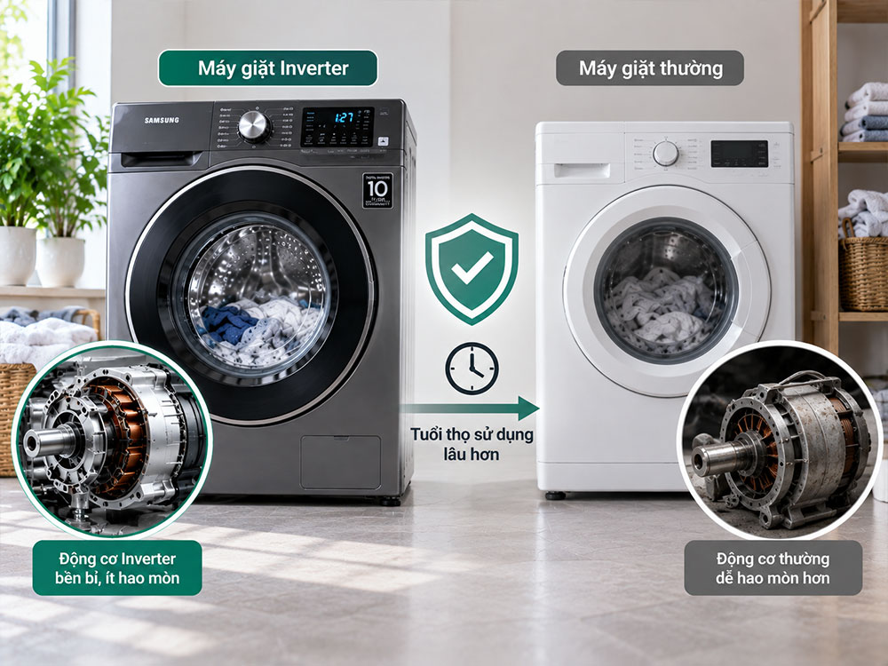 Máy giặt Inverter có bền hơn không?