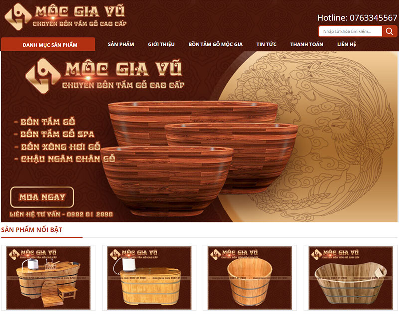 Thiết kế website bồn tắm gỗ