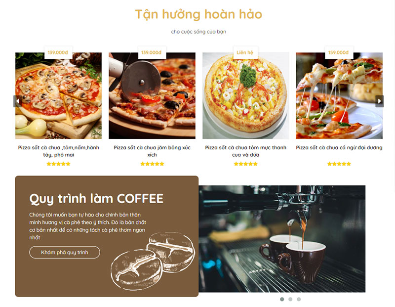 Thiết kế website cafe đẹp