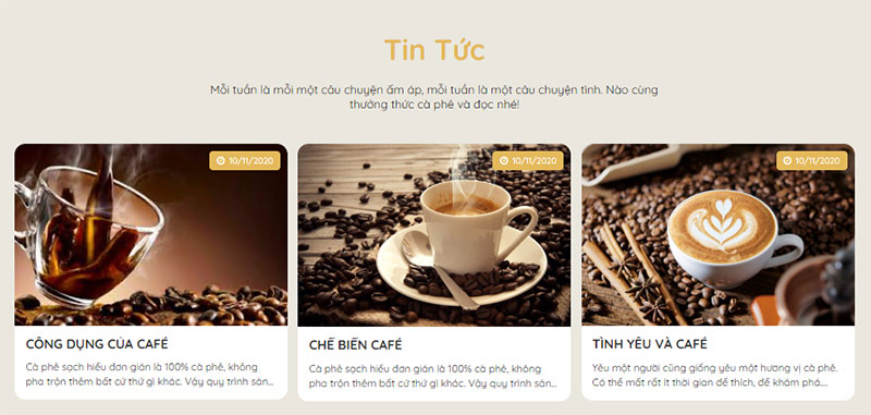 Thiết kế website cafe đẹp