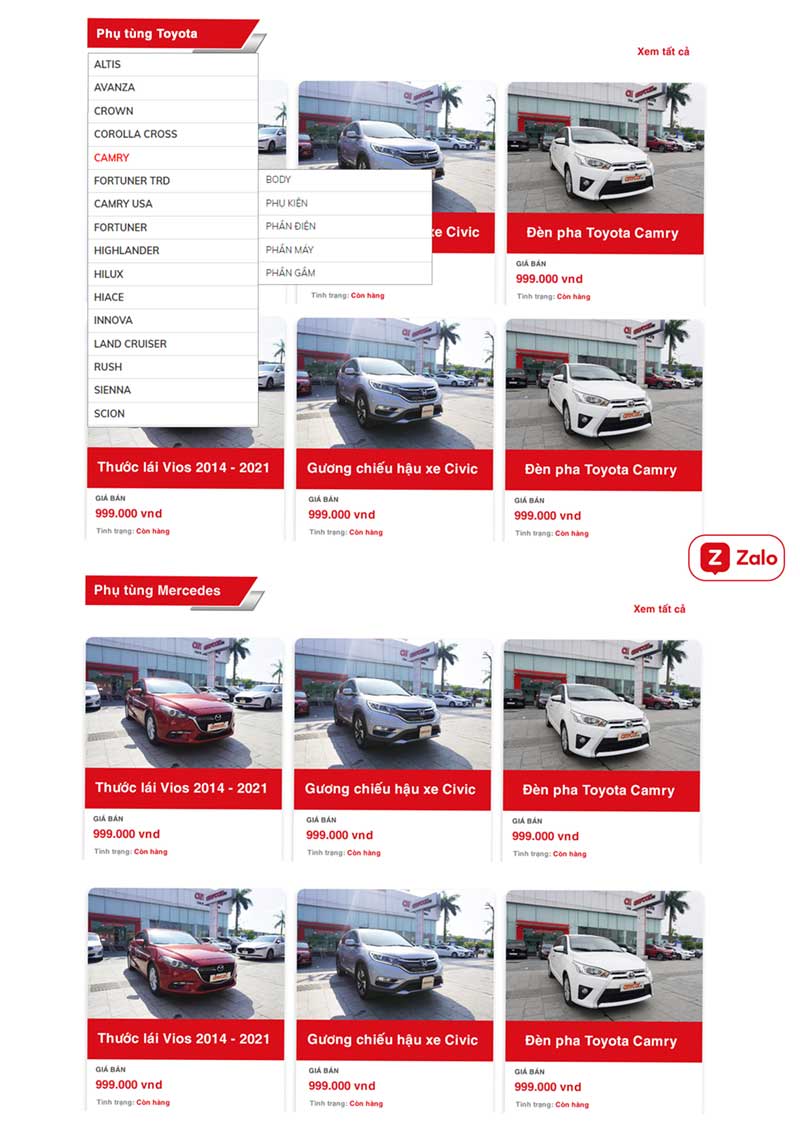 Thiết kế website phụ tùng ô tô chuẩn seo