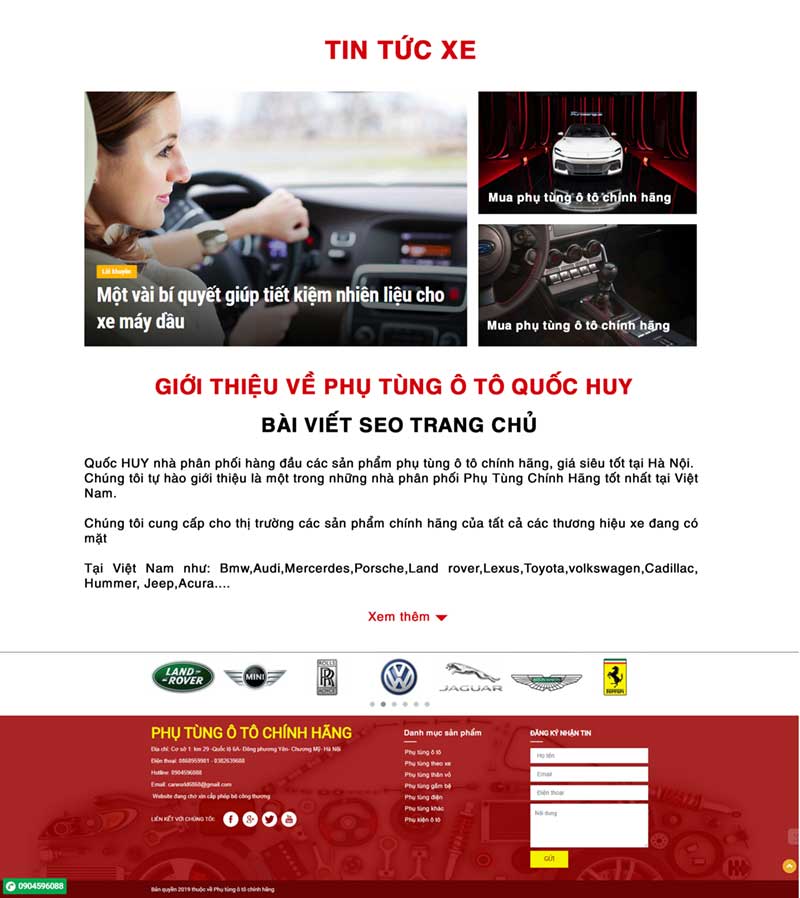 Thiết kế website phụ tùng ô tô chuẩn seo